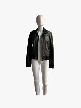 Black Rivet Genuine Leather Bomber Jacket